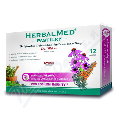 Dr.Weiss HerbalMed Echinacea Rakytník +vitamín C—12 pastilek