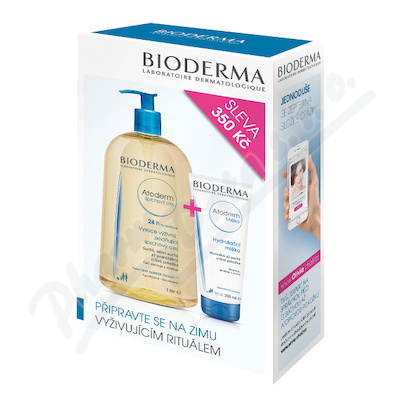 BIODERMA Atoderm Sprchový olej 1l + Mléko 200 ml—1 l + 200 ml