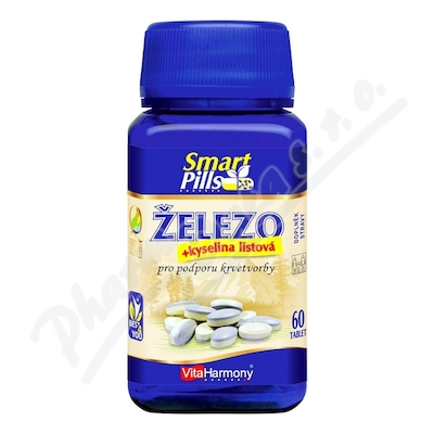 VitaHarmony Železo 20mg+kys. listová SmartPills—60 tablet