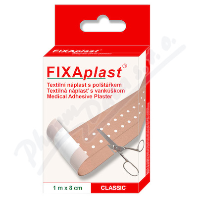 Náplast Fixaplast Classic textilní s polštářkem—1 m x 8 cm