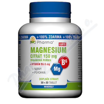 Magnesium citrát Forte 150mg + vitamín B6 6mg—30+30 tablet