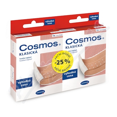 Rychloobvaz Cosmos Klasická textilní náplast —dvojbalení -25%, 1 m x 6 cm