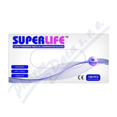 Rukavice vyšetřovací Superlife Latex pudr XL —100 ks