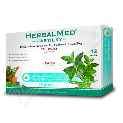 Dr.Weiss HerbalMed Eucalypt Máta  +vitamín C—12 pastilek
