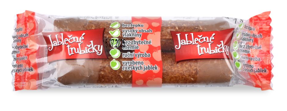 Jablečné trubičky ochucené karobovou polevou 24 g