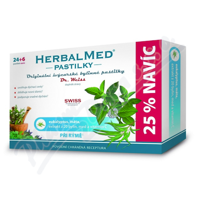 Dr.Weiss HerbalMed Eucalypt Máta +vitamín C—30 pastilek
