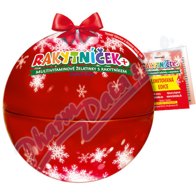 Rakytníček+ želatinky Vánoční koule červená—50 ks