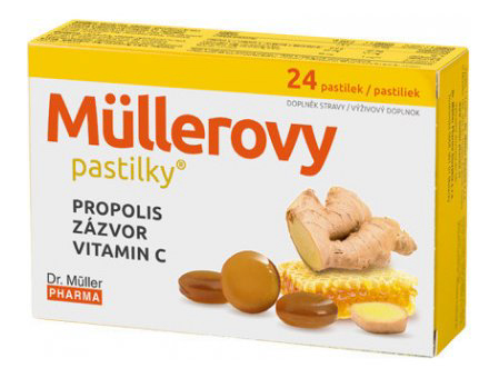Müllerovy pastilky s propolisem a zázvorem—24 ks