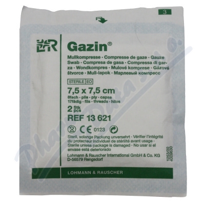 Gáza hydrofilní skládaná kompresy sterilní—7,5cmx7,5cm, 8 vrstev, 2 ks