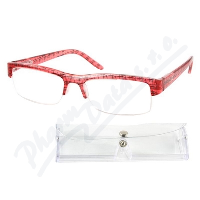 Brýle čtecí +2.00 červeno-černé s pouzdrem—1 ks