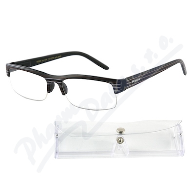 Brýle čtecí +3.50 černé s pruhy a pouzdrem—1 ks