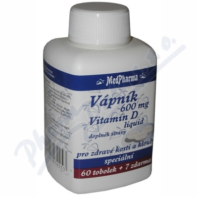 MedPharma Vápník 600mg + Vitamin D liquid—67 tobolek