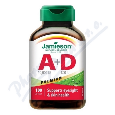 Jamieson Vitamíny A+D 10000/800IU Premium—100 tobolek