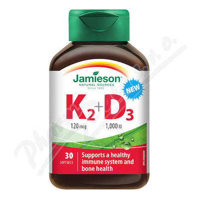 Jamieson Vitamíny K2 120mcg a D3 1000 IU—30 tobolek