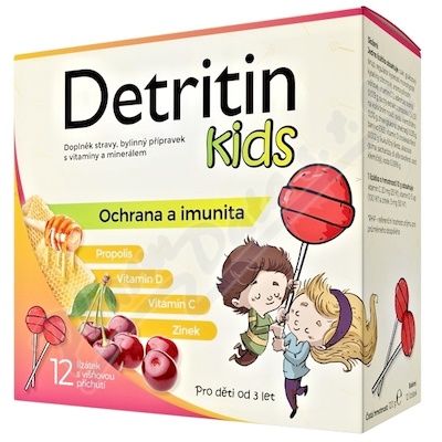 Detritin Kids lízátka na imunitu višeň—12 ks