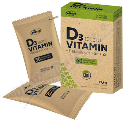 Vitar Vitamín D3 1OOOIU+betaglukan EKO—60 kapslí