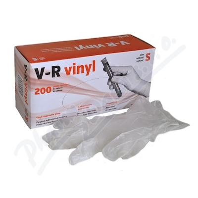 Rukavice vinylové V-R vel.S bezprašné —200 ks
