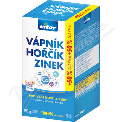 VITAR Vápník+Hořčík+Zinek+Vit.D3+K1—100+50 tablet