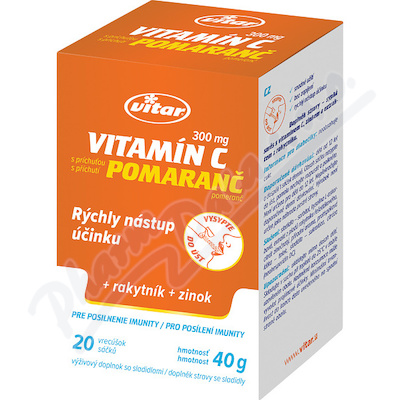Vitar Vitamín C 300mg+rakytník+zinek—20 sáčků x 2g