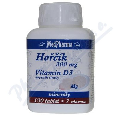 MedPharma Hořčík 300mg + vitamín D3—107 tablet