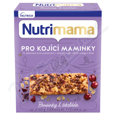 Nutrilon Nutrimama Cereální tyčinka—Brusinka&Čokoláda 5x40 g, Pro kojící matky