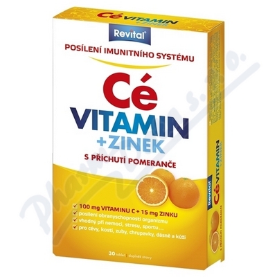 Revital Vitamín C + Zinek Pomeranč—30 cucavých tablet