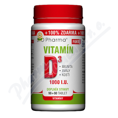 BIO-Pharma Vitamín D3 Forte 1000IU—90+90tablet
