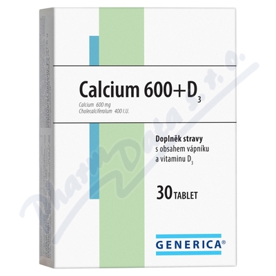 Generica Calcium 600 + Vitamín D3—30 tablet