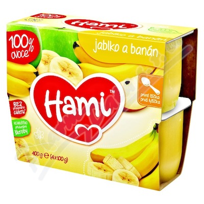 Hami 100% ovoce jablko a banán 4m—4x100 g