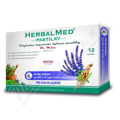 Dr.Weiss HerbalMed Šalvěj Ženšen— + vitamín C, 12 pastilek