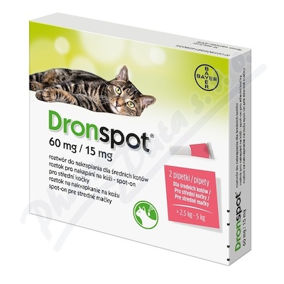 Dronspot 60mg/15mg střední kočky—spot-on 2 x 0,7ml