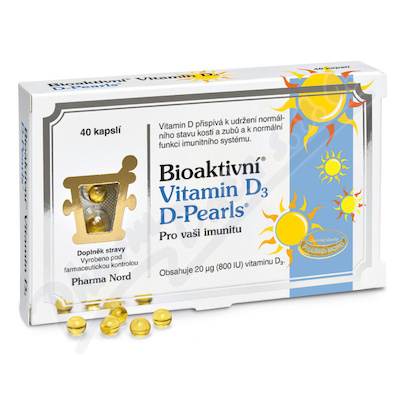 Bioaktivní Vitamín D3 D-Pearls—40 kapslí