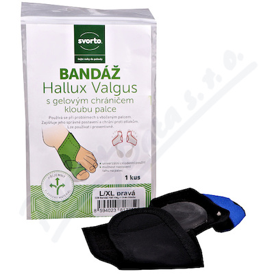 Svorto 028 Bandáž Hallux Valgus—s gelovým chráničem palce L/XL pravá 1 ks