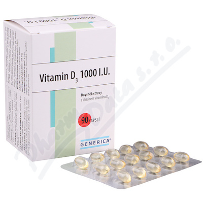 Generica Vitamin D3 1000 I.U.—90 kapslí