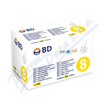 Jehly BD pro inzulinová pera —0,30 mm (30G)x 8 mm tenkostěnná, 100 ks