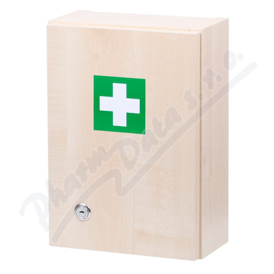 Lékárnička - dřevěná s náplní—náplň pro 5 osob