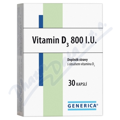 Generica Vitamin D3 800 I.U.—30 kapslí