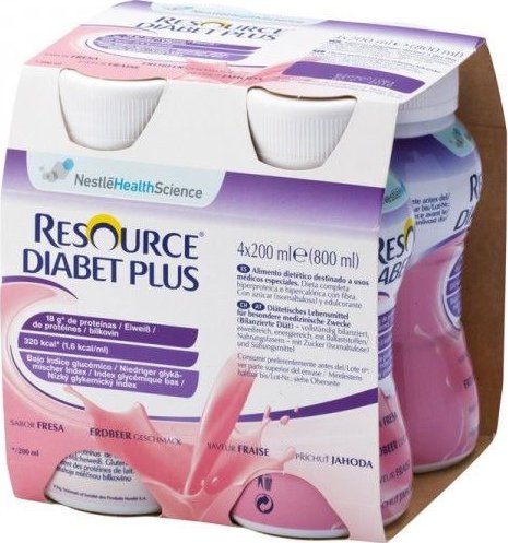 RESOURCE Diabet Plus Jahoda 4x200 ml