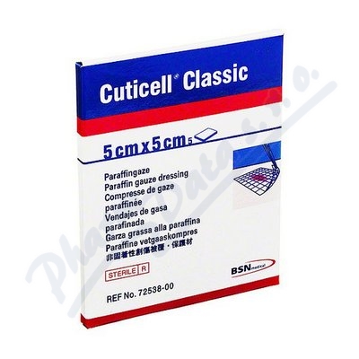 Cuticell Classic Mastný tyl—5x5cm, neadherentní mastný tyl impregnovaný čistým parafínem, sterilní, 5ks