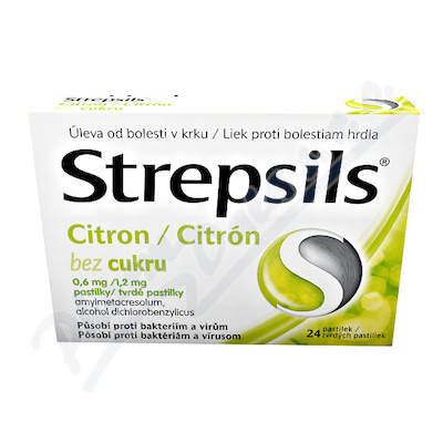Strepsils Citron bez cukru—24 pastilek
