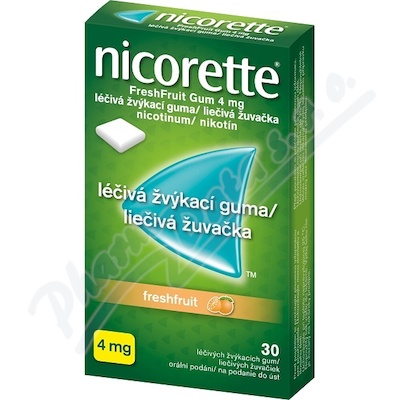 Nicorette FreshFruit Gum 4 mg Léčivá žvýkací guma—30 žvýkaček