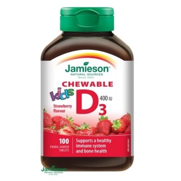 Jamieson Vitamín D3 Kids jahoda—100 cucacích tablet