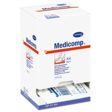 Kompresy Medicomp nesterilní, netkaný textil—7,5 x 7,5 cm, 4 vrstvy, 100 ks