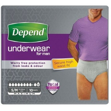 Absorpční kalhotky pro muže DEPEND Maximum—boky 70-105cm, savost 2100ml, 10ks