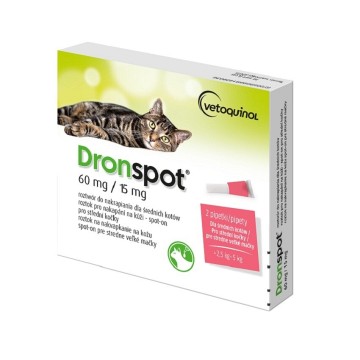 Dronspot 60mg/15mg střední kočky—spot-on 2 x 0,7ml
