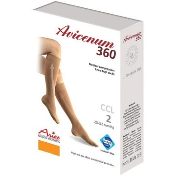 Avicenum 360 Kompresní podkolenky, antimikrob.—otevřená špička, KT II., vel. M