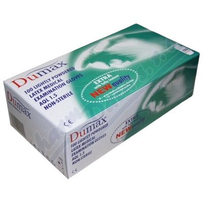 Dumax - Vyšetřovací latexové rukavice—nesterilní, velikost M, 100ks