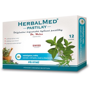 Dr.Weiss HerbalMed Eucalypt Máta +vitamín C—12 pastilek