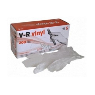 Rukavice vinylové V-R vel.S bezprašné —200 ks