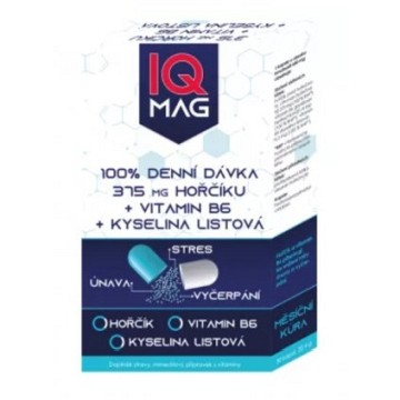IQ Mag hořčík 375 mg + B6 + kys.listová —60 tobolek